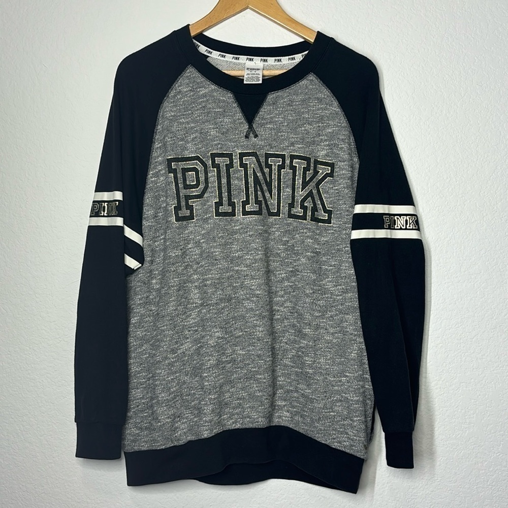 Victoria’s Secret grey and black oversized PINK sweatshirt size M